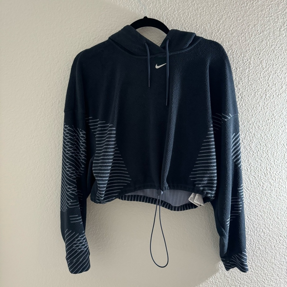 Nike Pro Therma Fit ADV Blue Crop Hoodie - Small